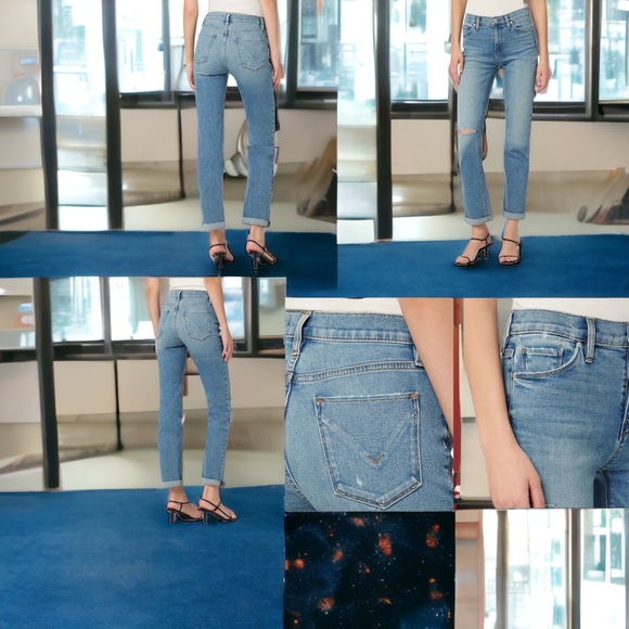 Hudson jeans Natalie 30 distressed look worn knees raw hem stretch - Picture 10 of 11